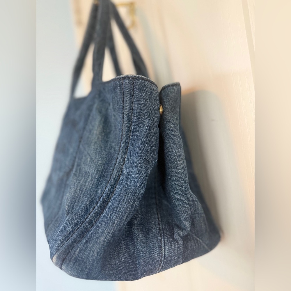 Prada Denim Logo Tote in Blue - Picture 4 of 12